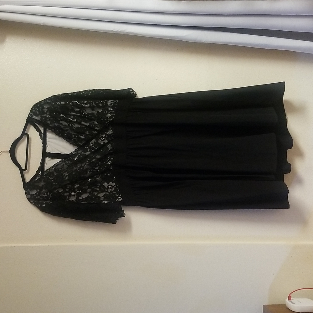 Nemidor Half Sleeve V-Neckline Lace Top Plus Size Cocktail Party Swing Dress